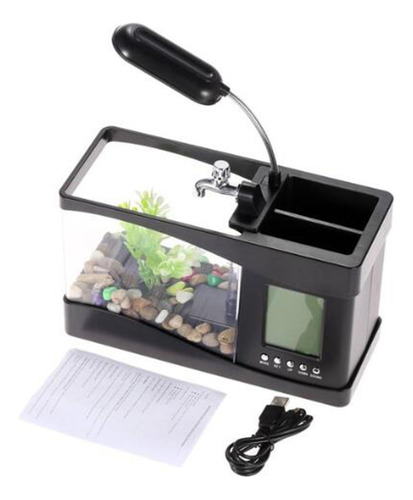 Mini Pecera De Acuario Multifuncional Usb Led Lcd