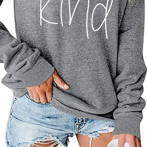 Sudadera Con Cuello Redondo Y Manga Larga Be Kind Para Mujer