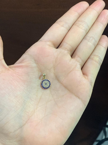 Dije De Oro 14k , Con Ojo Turco , Zircon , Estambul Joya Color Azul