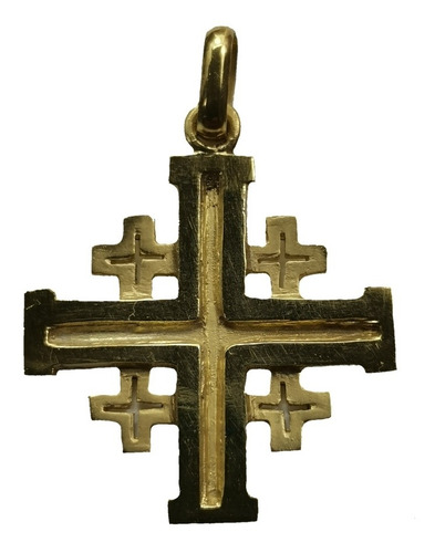 Dije Cruz Oro 14k Jerusalém O Santo Sepulcro #1390 