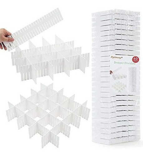 40 Organizadores Separadores Para Cajones 32x7 Cm Blanco