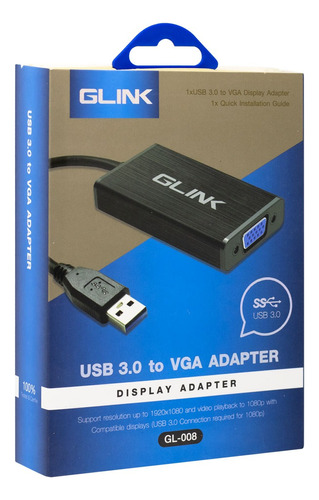 Adaptador Usb 3.0 Macho A Vga Hembra Gl-008 Glink