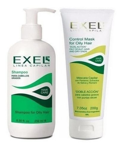 Kit Exel Shampoo + Mascara Cabellos Grasos Pelos Secos