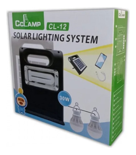 Equipo Panel Solar Power Bank + Cob + Linterna + 2 Lámparas
