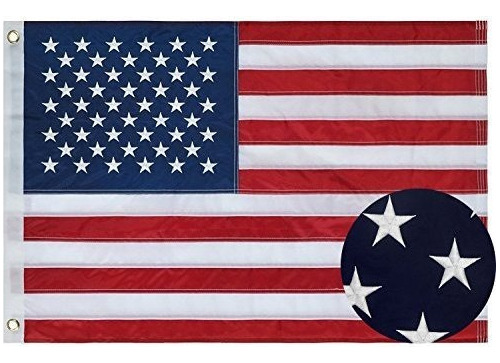 Bandera Eeuu Bandera Americana 4x6 Pies Estrellas Bordadas Y
