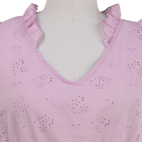 Imagen 3 de 6 de Blusa Peplum Escote Holanes Sin Manga Fresca Romantica.