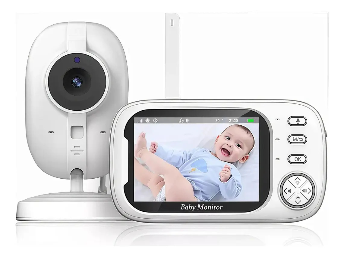 Babá Eletrônica Abm600 Câmera Semfio Visão Noturna 20H 3.5'' Lcd Tela Grande De Alta Definição Multifuncional Alarme Com Microfone