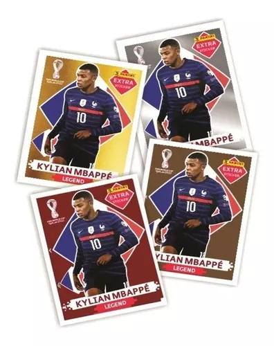 Kit 4 Figurinhas Raras Legend Extra Sticker Mbappe