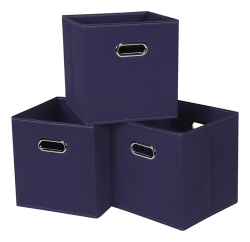 Cubos Organizadores Plegables De Tela 33x33x33cm, Azul Marin