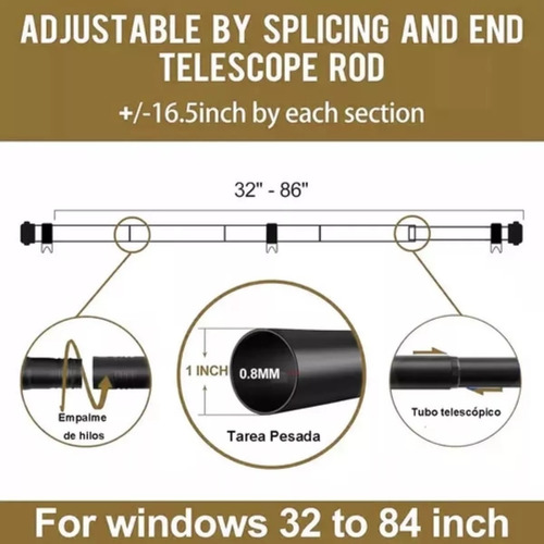 Cortineros De Metal Ajustable Barrales Para Cortina121-213cm