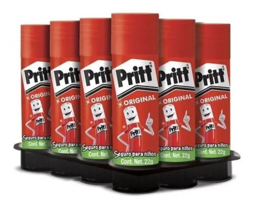 Lápiz Adhesivo Pritt Barra Mediana 22 Gramos Paquete 12 Pzs