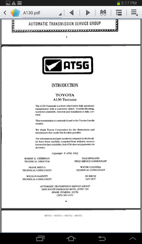 Manual Para Transmisión Automática Toyota Corolla A130-a131l (Usado)