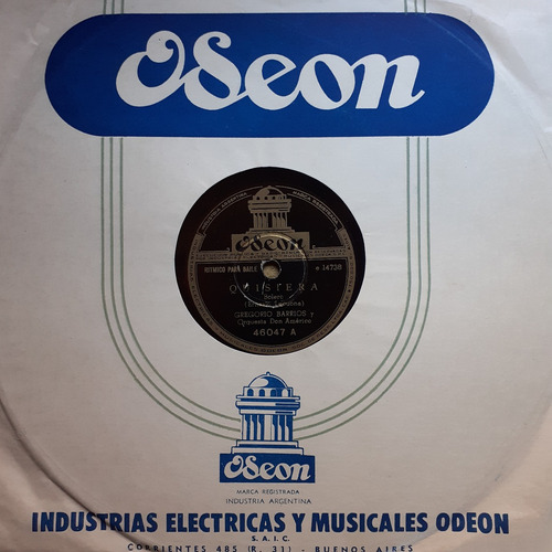 Disco De Pasta 78 Rpm - Gregorio Barrios (quisiera)