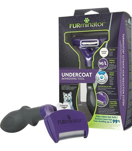 Cepillo Furminator Pelo Corto M/l Gato Mediano Grande Color Violeta