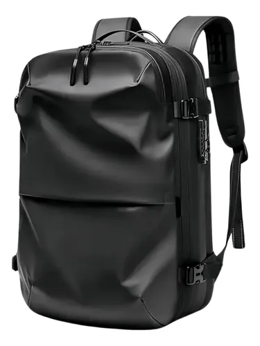 Mochila De Viaje Con Compresión Al Vacío Laptop Impermeable Color Negro Diseño de la tela Liso