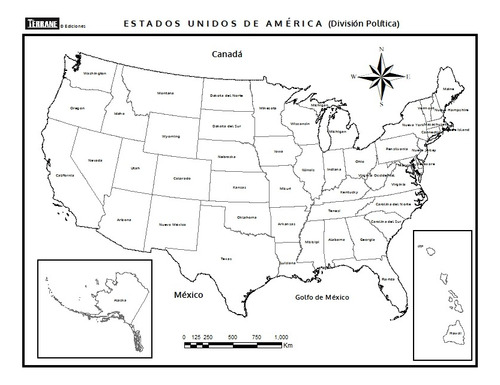 Mapa Escolar Estados Unidos (división Política) C/s Nombres