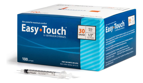 Easytouch - Caja De 100 Jeringas De Insulina Con Aguja U-100