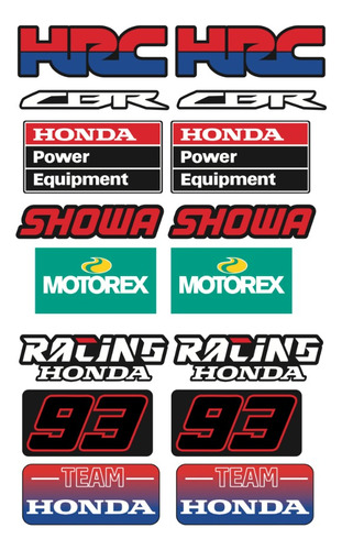 Set Stickers Con Resina Honda Personaliza Moto Y Equipo 10