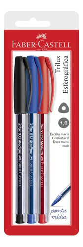Caneta Esferográfica Trilux Ponta Azul Preto Vermelho Cor da tinta Preto/Azul/Vermelho Cor do exterior Transparente
