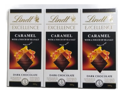 Chocolate Lindt Caramel Com Flor De Sal Kit C/3 Barras Show | Parcelamento  sem juros
