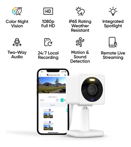 Cámara De Seguridad 1080p Wifi, Visión Nocturna Color, Intel