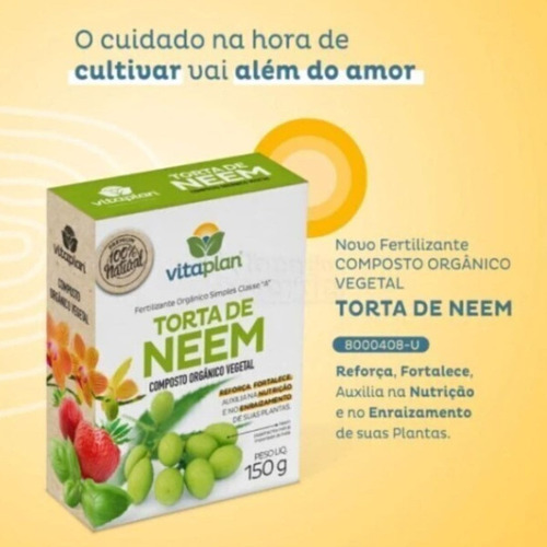 6 Torta Vegetal De Neem Composto Pó De Neem 150g Vitaplan