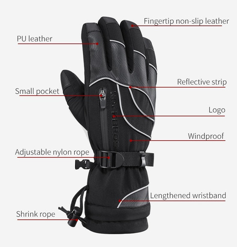 Imagen 3 de 7 de Guantes Rockbros -10º / -20º Nieve Moto Bicicleta Montañismo