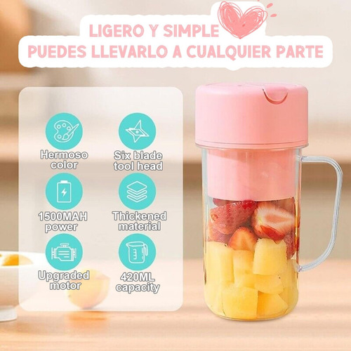 Licuadora Portátil Batidora Personal Recargable Usb