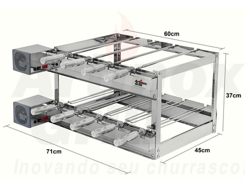 Churrasqueira Giragrill Inox 9 Espetos 2 Andares 2 Motores