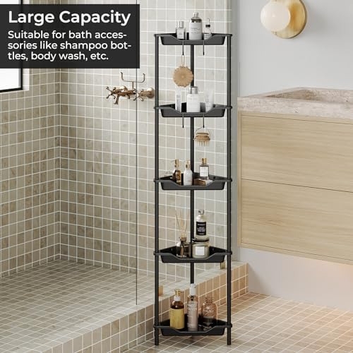 Odesign 5 Tier Floor Standing Corner Shower Caddy Organizer,