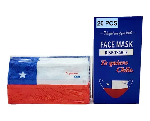 Mascarillas Bandera Chile Edicion Limitada Pack 20 Unidades 