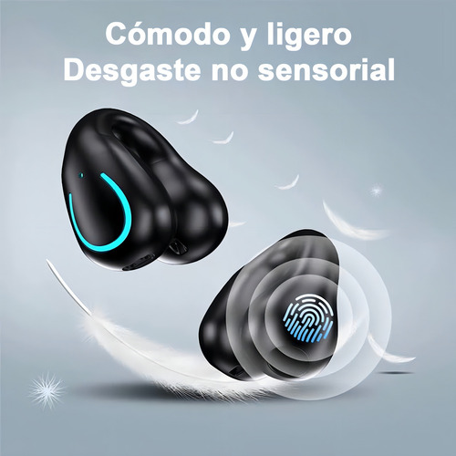 Fone de ouvido open-ear sem fio Erok Inalámbricos Q71 preto com luz LED