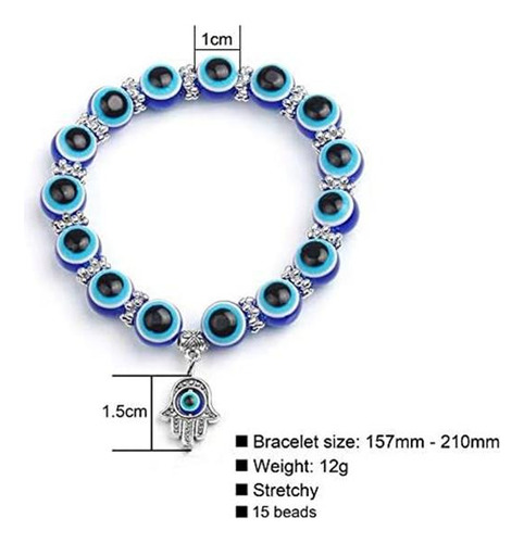 4 Piezas De Pulsera Elástica Con Cuentas De Cristal De Ojo M