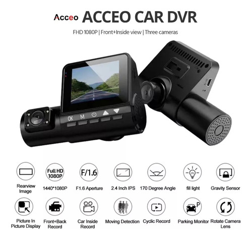 Frontal Cámara Seguridad Auto Pantalla 2.4 Dvr Full Hd 1080p