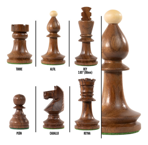 Ajedrez Torneo Rumano-húngaro - Piezas De Madera 3.8