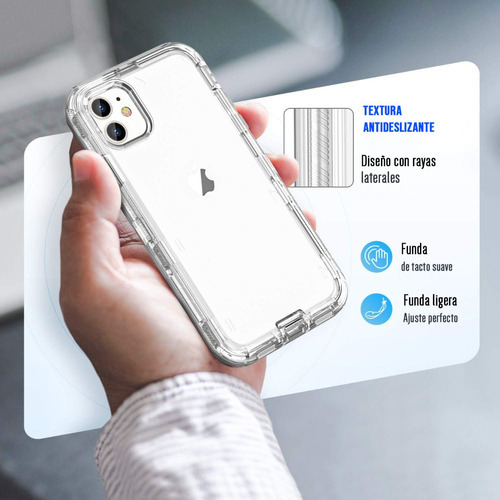 Funda Para iPhone 11 Esquinas Reforzadas Alto Impacto Antishock Transparente Elaborado De 3 Piezas