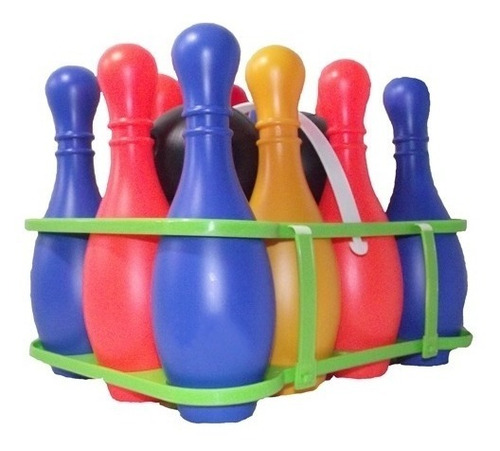 Imagen 4 de 5 de Juego De Bowling Duravit Bolos 10 Pinos 2 Pelotas Canasto