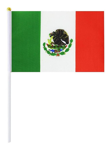Banderas De México Con Asta, Mxmcx-002, 10 Pzas, 14x21cm, Te