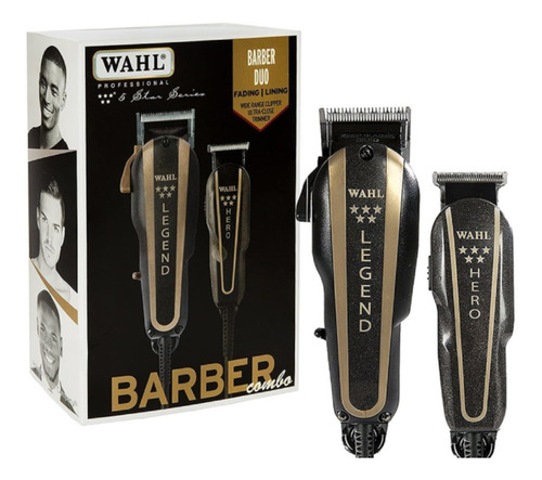 Imagen 2 de 3 de Máquina Cortapelo Wahl Barber Combo Legend Y Trimmer Hero Profesional Uso Rudo Barbería Y Estéticas Color Negro