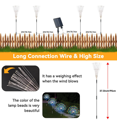 Luces Solares Jardin Al Aire Libre Led 8 Modos Iluminacion Multicolor