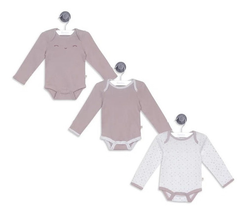 Bodys Bebe Manga Larga Niña 3 Pack Color Lila Opaline. Nuevo