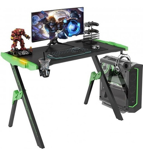 Escritorio Para Gamers Galaxhero Luces Led Rgb Geek Verde