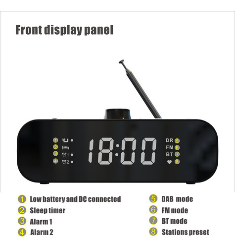 Unidad De Reloj Recargable Con Altavoz Dab/fm