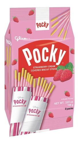 Pocky Palos Japoneses De Fresa Paquete De 9