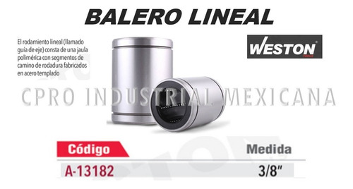 5 Baleros De Rodamiento Lineal 3/8 De Acero Templado