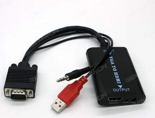 Adaptador Vga A Hdmi Con Alimentación Usb Full Hd 1080