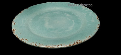 Imagen 2 de 4 de Plato Playo Vintage Melamina 28cm Simil Porcelana 5m Palermo