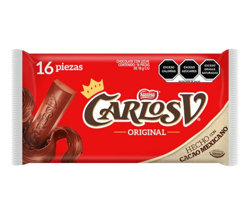 Carlos V Chocolate Original Pack 16 Pzs 18g Dulce Con Leche