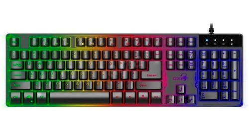 Teclado gamer Genius GX Gaming Scorpion K8 QWERTY inglés US color negro con luz de 7 colores