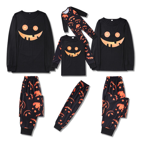 Pijama Para Padres E Hijos Con Calabaza De Halloween